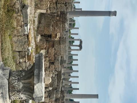       Ancient ruins with stone columns.
  