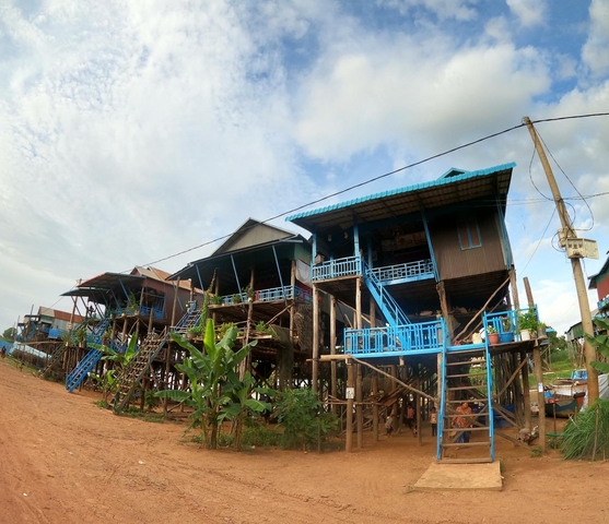       Stilt houses in a Cambodian village.
  