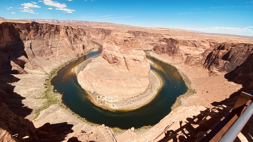 Horseshoe bend of a river within a canyon.