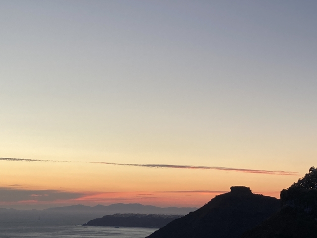 Skyline with a colorful sunset.