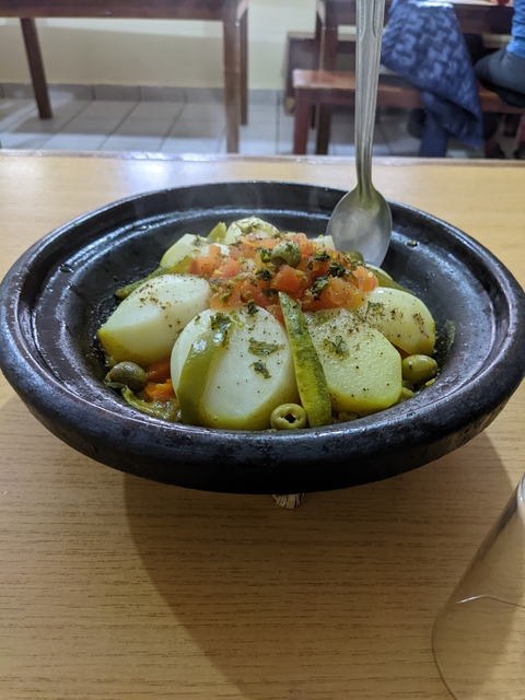 Moroccan dish with vegetables in a traditional tagine