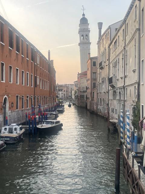 Canal in Venice at sunset.