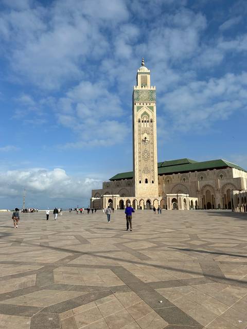 Historical mosque with intricate designs in Casablanca.
