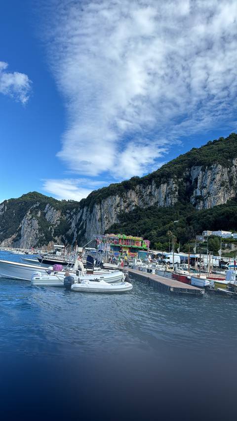 View of a harbor with boats and colorful buildings by the shore.