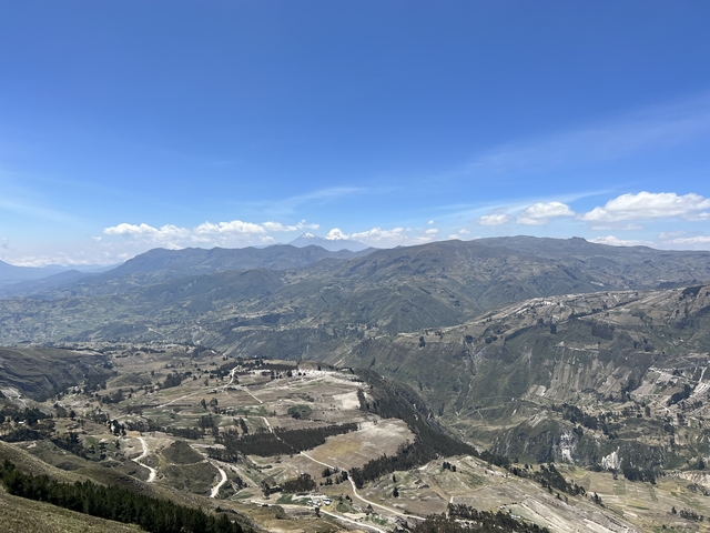       Panoramic view of mountain ranges with a clear sky.
  