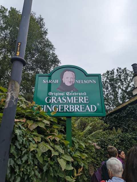 Sign for Sarah Nelson's Grasmere Gingerbread shop.
