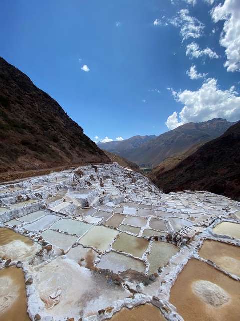Scenic view of the Maras salt ponds.