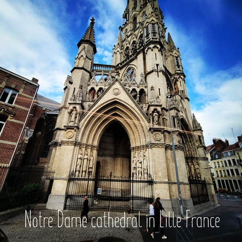 Gothic cathedral facade with intricate details.