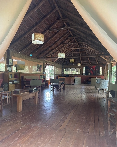       Lodge interior with cozy seating and decor
  