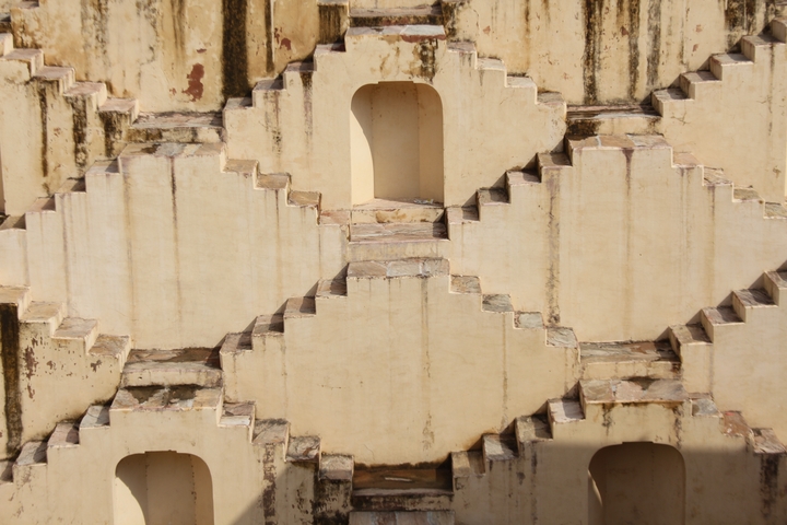 Close-up of intricate stepwell design.