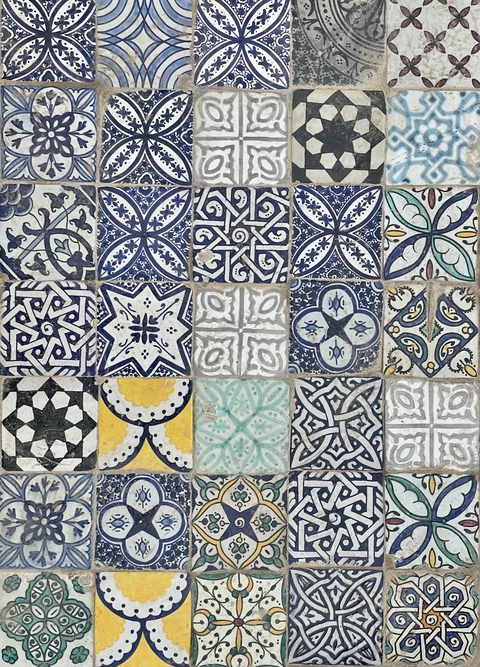      Assortment of colorful tiles with various patterns.
  