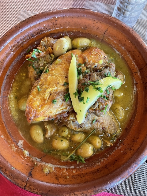       Traditional Moroccan dish in a clay pot.
  