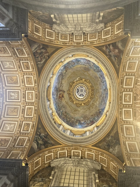 Close-up of a detailed painted ceiling dome.