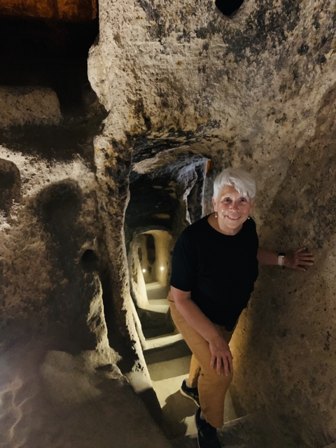 Person inside an underground tunnel.