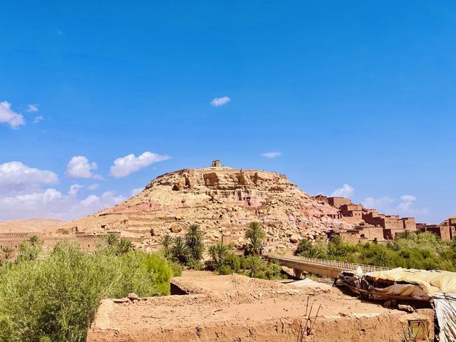 Hilltop ruins and surrounding landscape