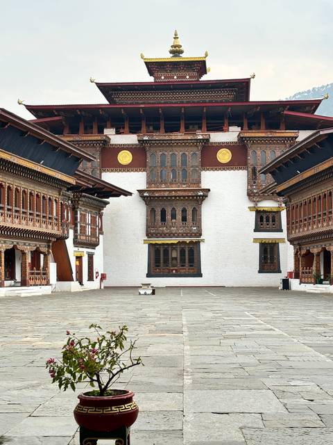       Traditional Bhutanese architecture with decorative elements.
  