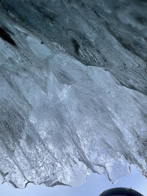       Detailed view of clear ice formations.
  