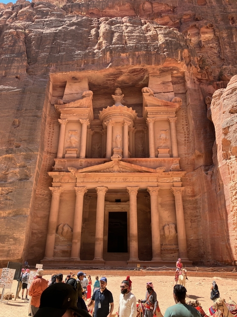 The iconic facade of the Treasury at Petra.