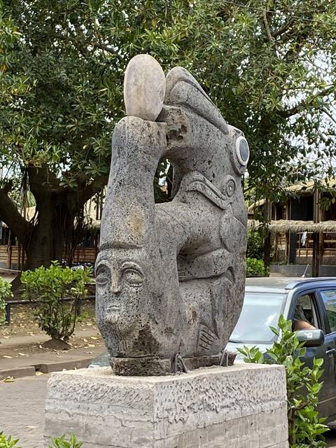 Stone sculpture on Easter Island.