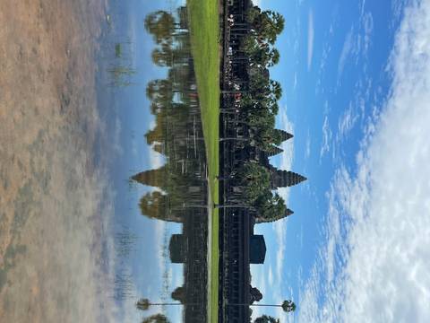 Angkor Wat reflection in pond.