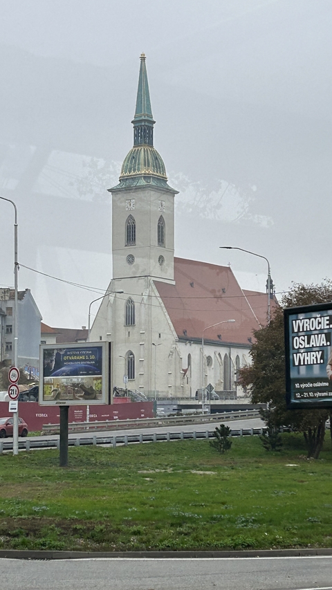 Gothic church beside a street.