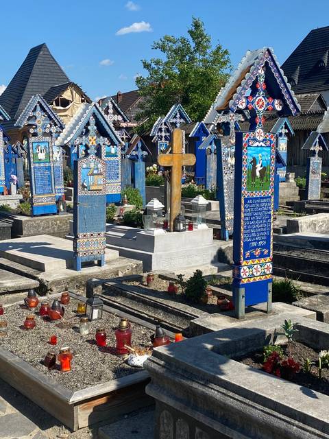 Colorful and intricately decorated cemetery.