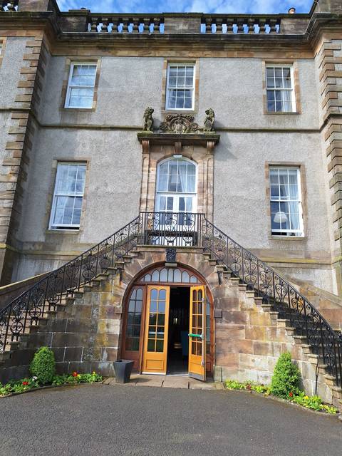 Facade of a historic building with intricate design.