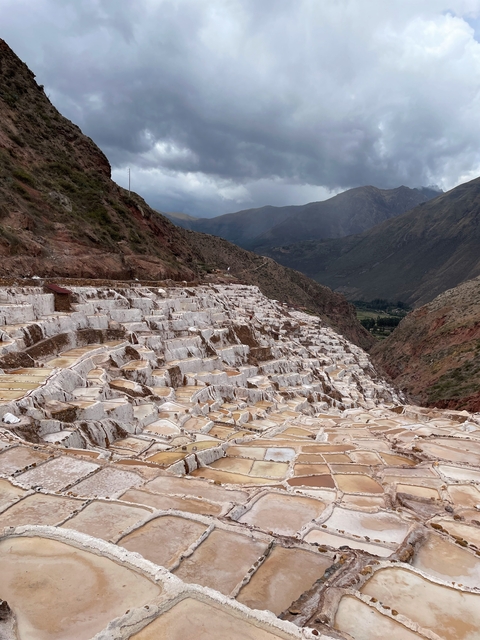 Terraced salt ponds on a mountain side