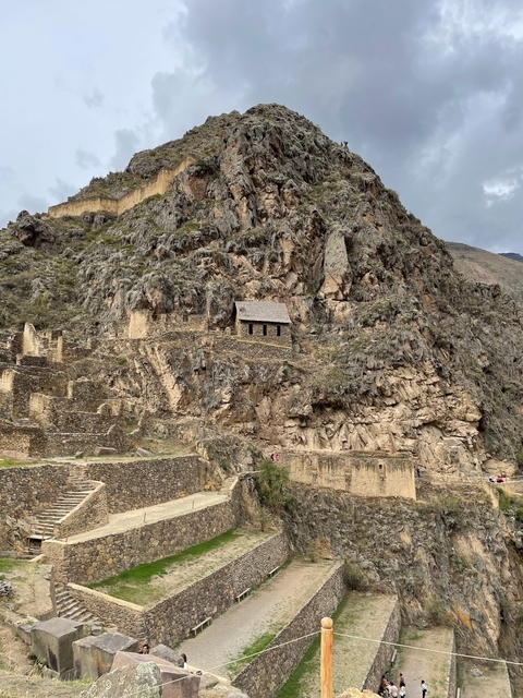 Ancient stone structures built into a cliff