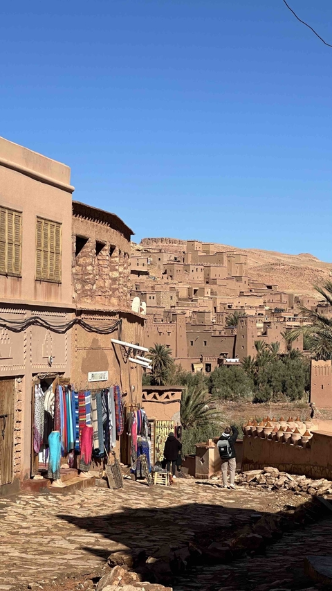 Traditional Moroccan architecture with earth-colored buildings.