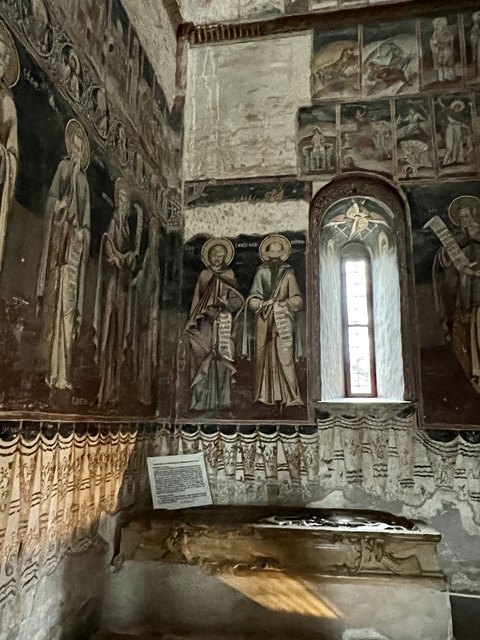 Ancient frescoes on a church wall.