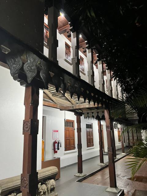 Traditional architectural details of a building interior.