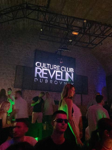 Nightclub with a sign that says 'Culture Club Revelin' in Dubrovnik.