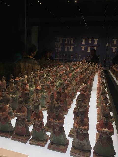 Museum exhibit of ancient sculptures