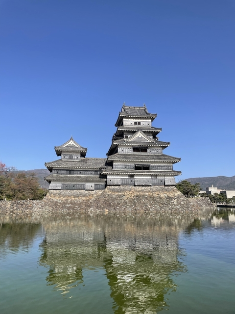 Traditional Japanese castle with stone foundation