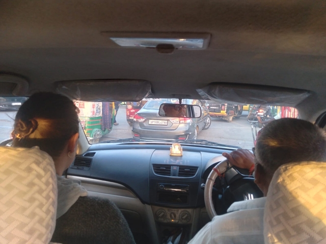 View from inside a car in traffic
