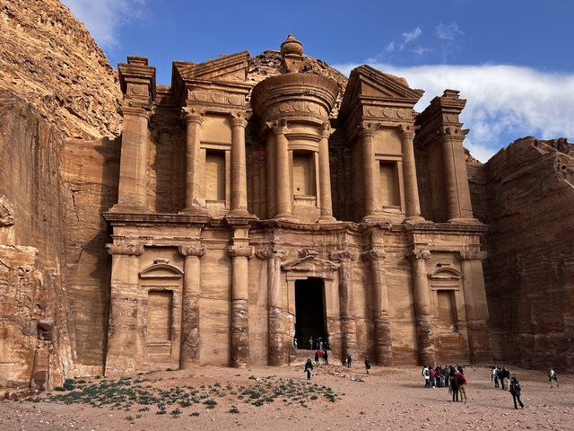       Majestic facade of the Monastery in Petra.
  
