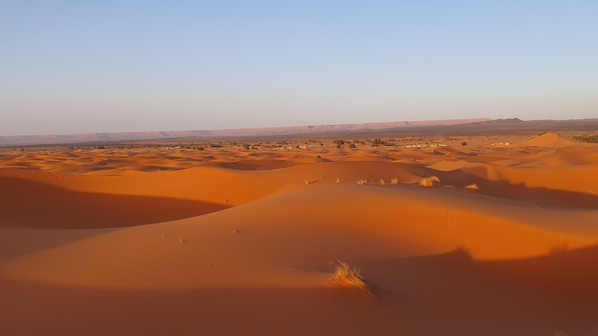 Vast desert landscape with orange sand dunes