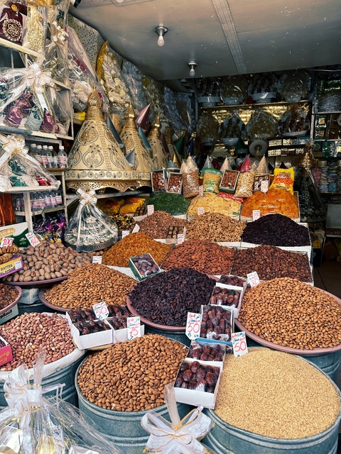       Market stall with an assortment of dry goods and spices
  