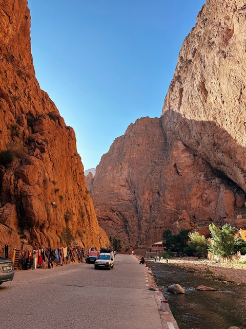 Large red rock formations of a gorge