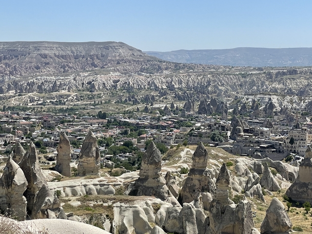       Panoramic view of Cappadocia with its distinctive rock formations.
  