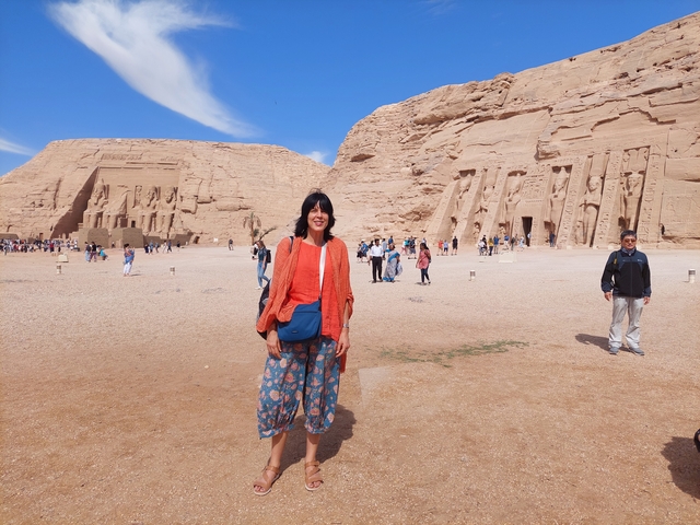 Person at the Abu Simbel temples.