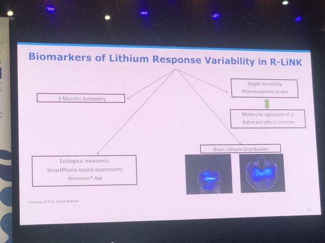 A slide with text and graph images related to lithium research.
