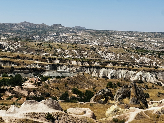       Unique rock formations in a dry landscape.
  