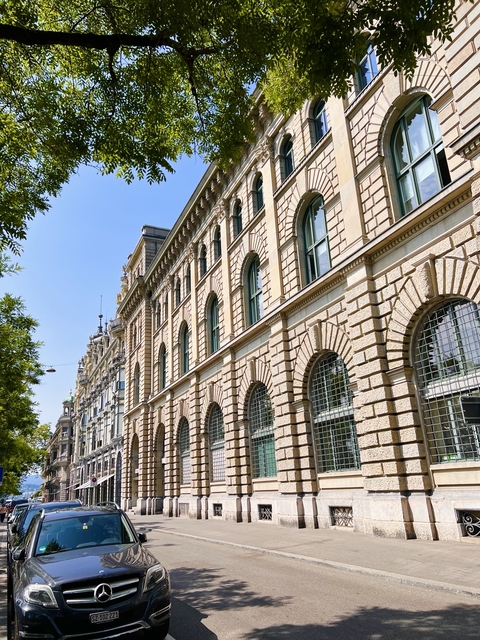 Elegant historic building facade under a clear sky.