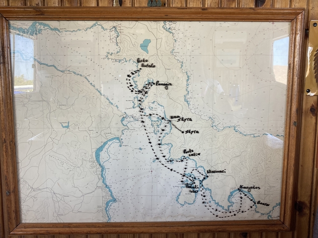       Map showing various locations with hand-drawn annotations.
  