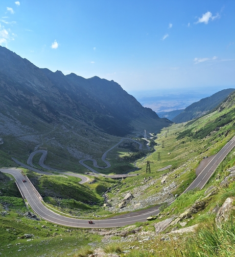 Winding roads through a mountainous landscape offering breathtaking views.