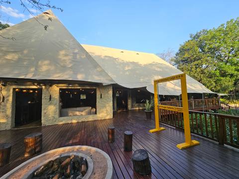       Lodge interior with modern decor.
  
