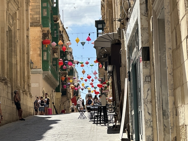 Market street with colorful lanterns