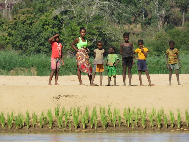       Group of children standing on a field.
  